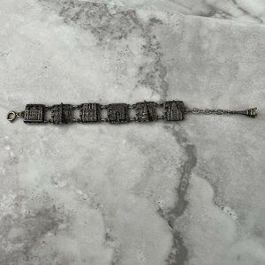 Vintage‎ Paris Souvenir Bracelet Silver Tone Metal French Architecture Buildings